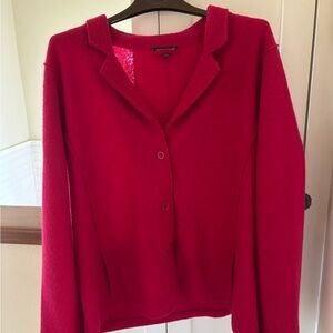 Eileen Fisher 100% Merino Wool Red Button Up